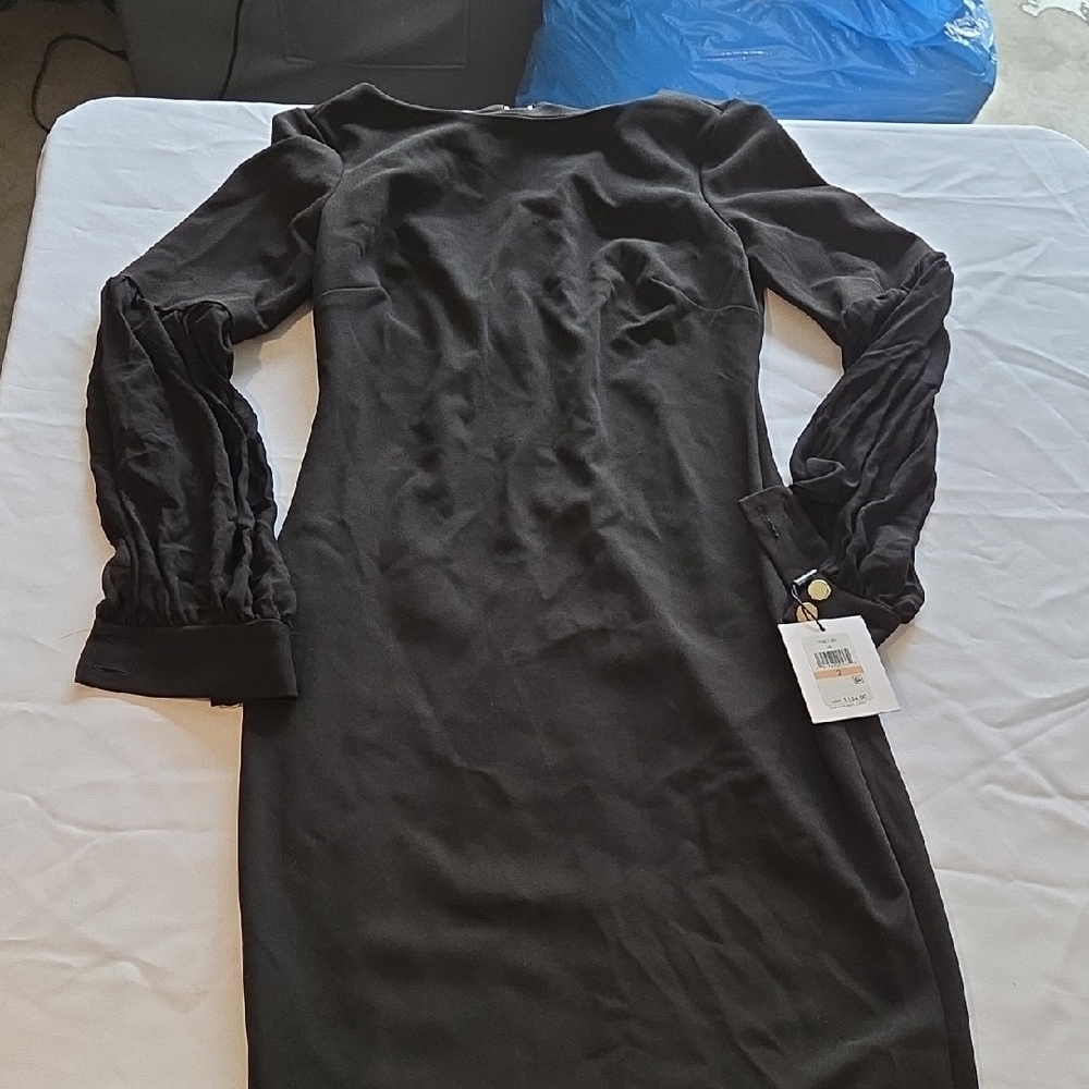 Calvin Klein Elegant Black Long Sleeve Dress